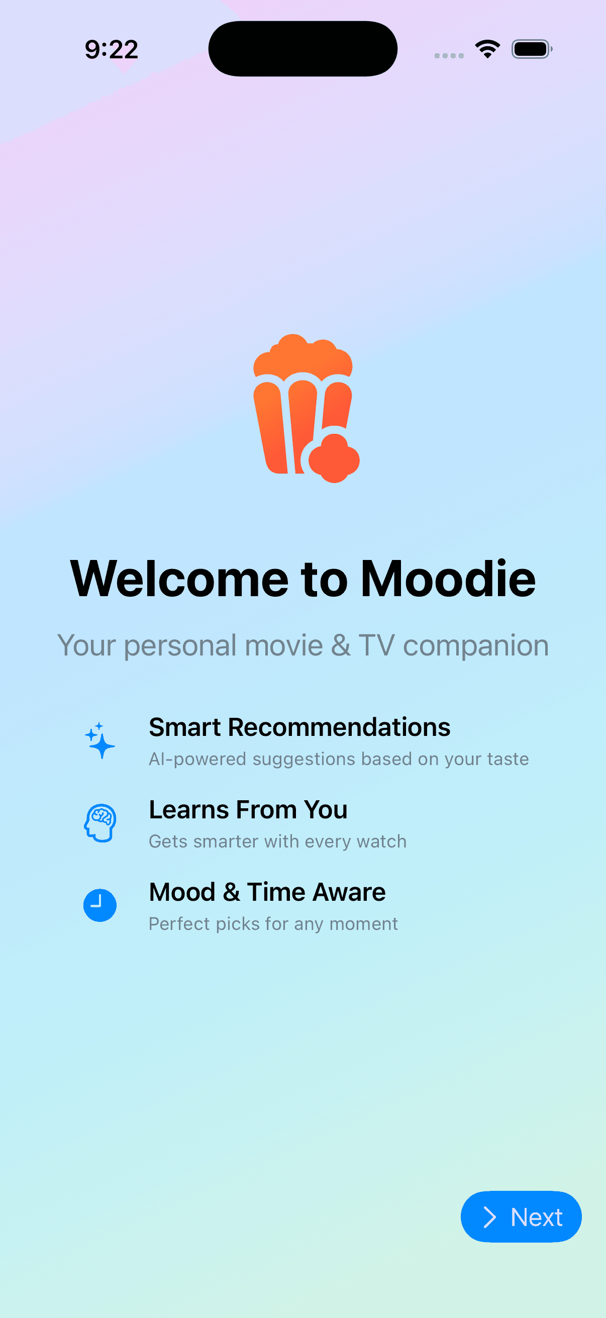Moodie Home Screen